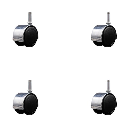 Service Caster 2'' Floor Safe Chrome Hooded Twin Wheel Caster Grip Ring Stem , 4PK SCC-GR02S50D-NYU-BC-716X1716-4